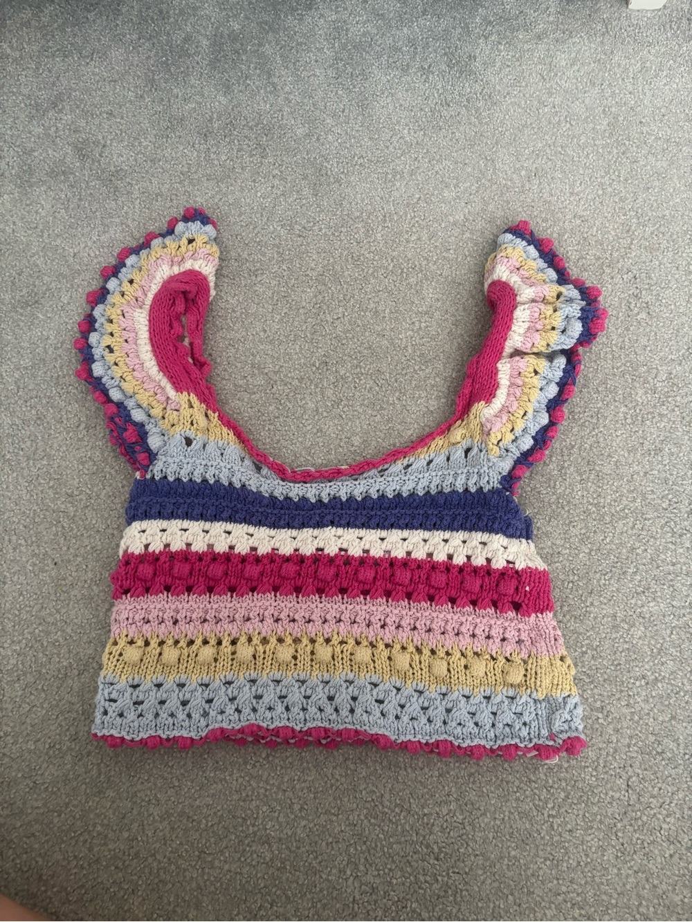 Zara Crochet Ruffle Tank - Pink, Blue, Cream, Yellow